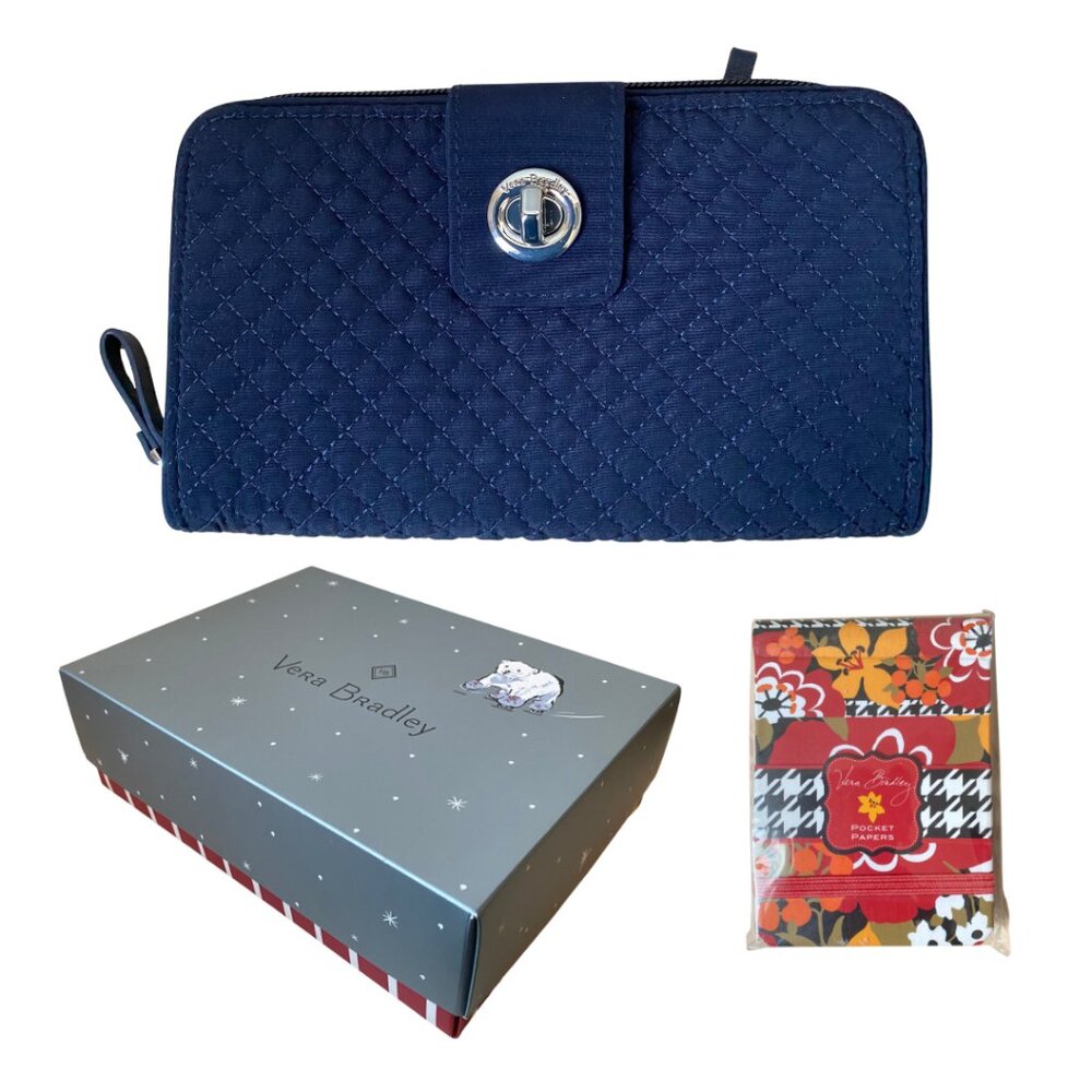 Vera Bradley RFID Turnlock Quilted Wallet + Note Pad Gift Set - NWOT